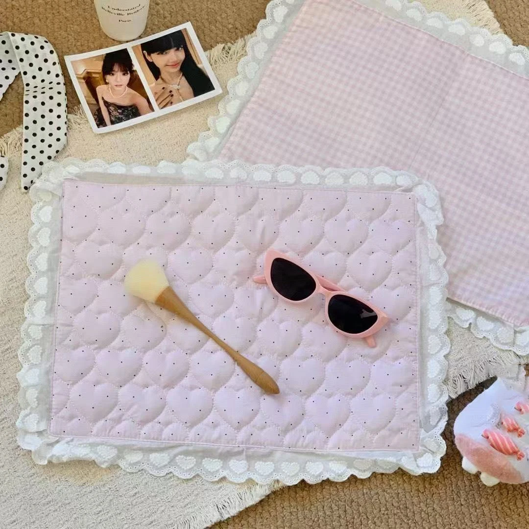 Ins-Stil Koreanische Tischsets aus reiner Baumwolle, isolierte Tischdecke, Requisiten für Fotoshootings, dekorative Untersetzer, französische Tischdecke mit Spitze, süßes Geschenk – Detail 6