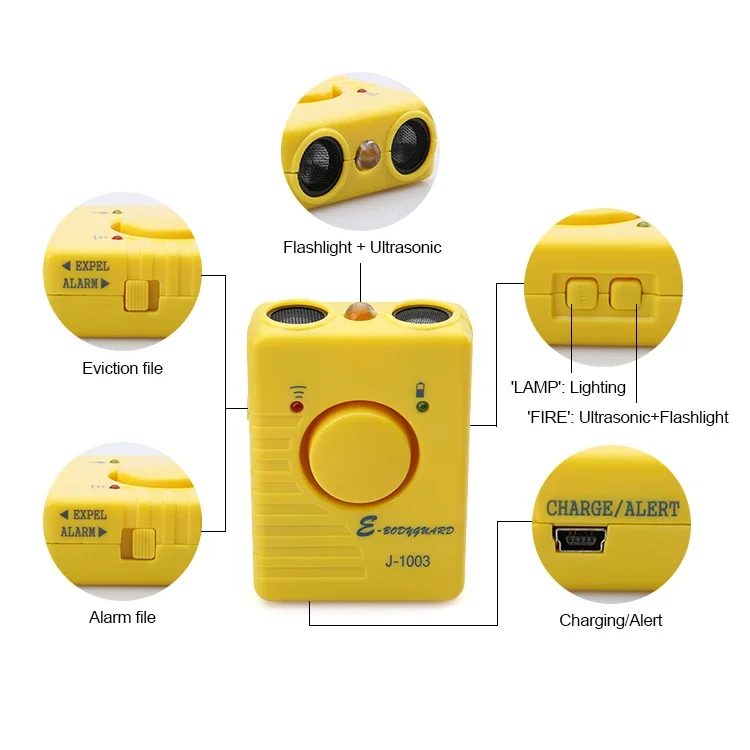 Autodefesa 2 cores alarme alto bagagem 4 em 1 multifuncional recarregável repelente ultrassônico dissuasor de casca de cachorro com luz