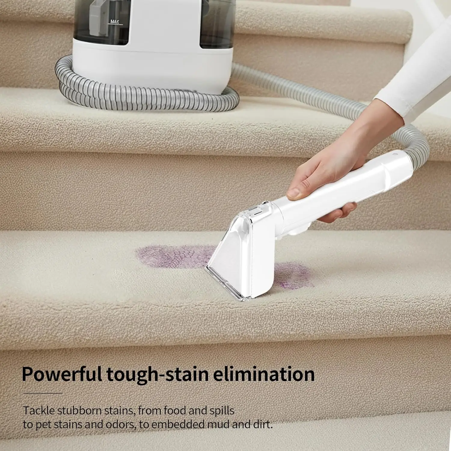 Portable HandHeld Carpet Cleaner Machine, Spot Cleaner | 18Kpa Suction Power| Shampooer| Dual Tank| Upholstery| Couch, Car Seat,