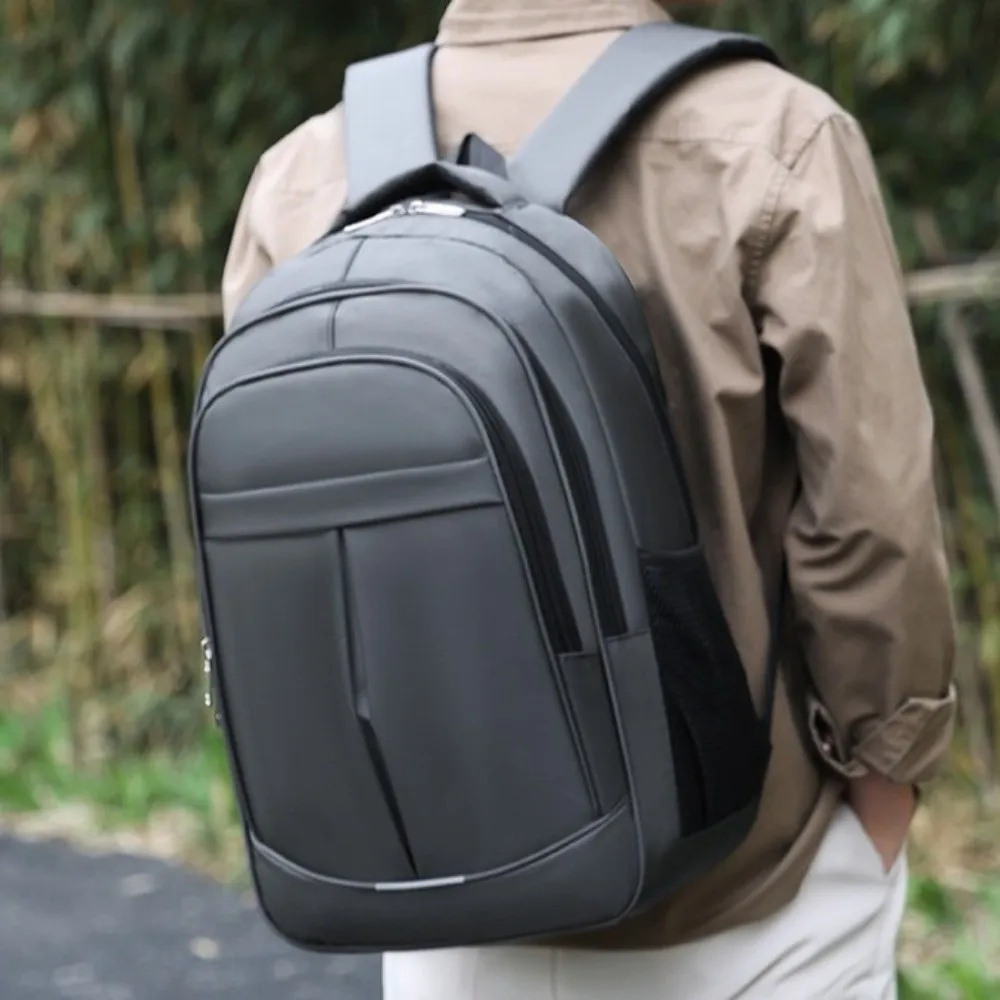 Solid Color Men Business Backpack Lightweight Large Capacity Student School Bags Waterproof Black Men Laptop Backpack College