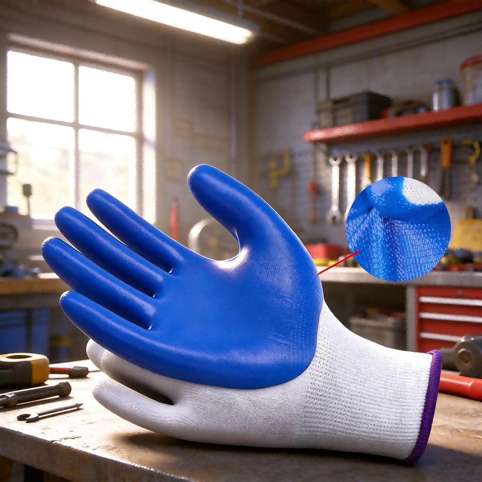 12 Pairs Nitrile Dipped Work Gloves, Anti Slip Oil Resistant Wearproof Breathable Nylon Safety Gloves for Construction Mechanic