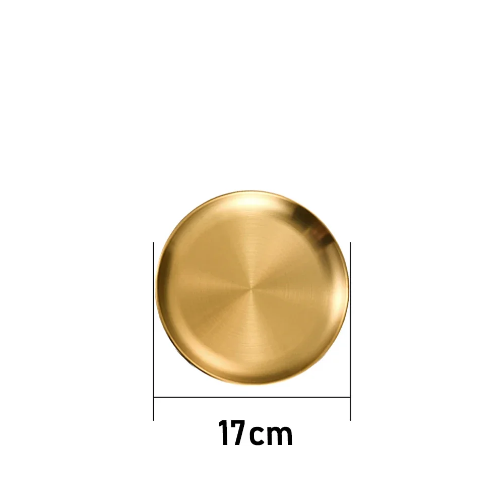1/2/4/6Pcs 17cm Round Plate Rust-Proof Stainless Steels Plate Stackable Food Serving Plate for Dessert BBQ Camping Dishes Home