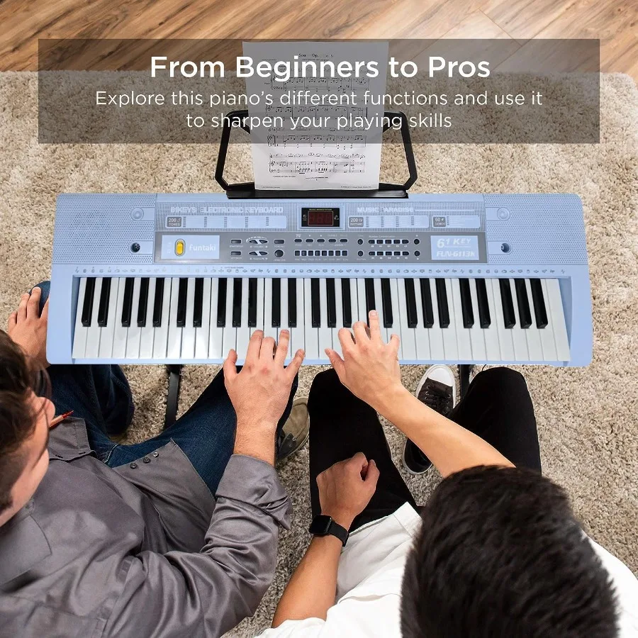 بيانو لوحة مفاتيح إلكترونية مكونة من 61 مفتاحًا مع مفاتيح مضاءة لتعلم الموسيقى وممارسة لوحة المفاتيح الرقمية المحمولة #5