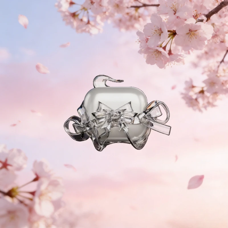 

Прозрачный чехол для наушников Airpods 3/4/pro/pro2 с бантом, 3D-печатью и магнитной застежкой, защитный чехол из смолы