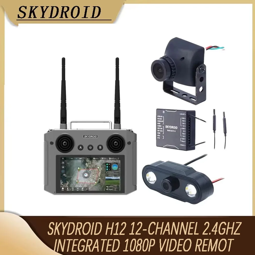 

Skydroid H12 12-Channel 2.4GHz Integrated 1080P Video Remote Control With Rreceiver, PIX Data Cable, and Optional Camera