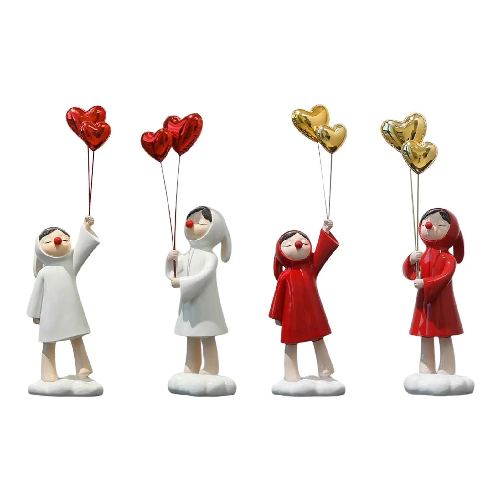 Creative Girl Balloon Statue Figurine Collection Crafts Cute Art for Bookshelf Party Table Centerpiece Living Room Decoration