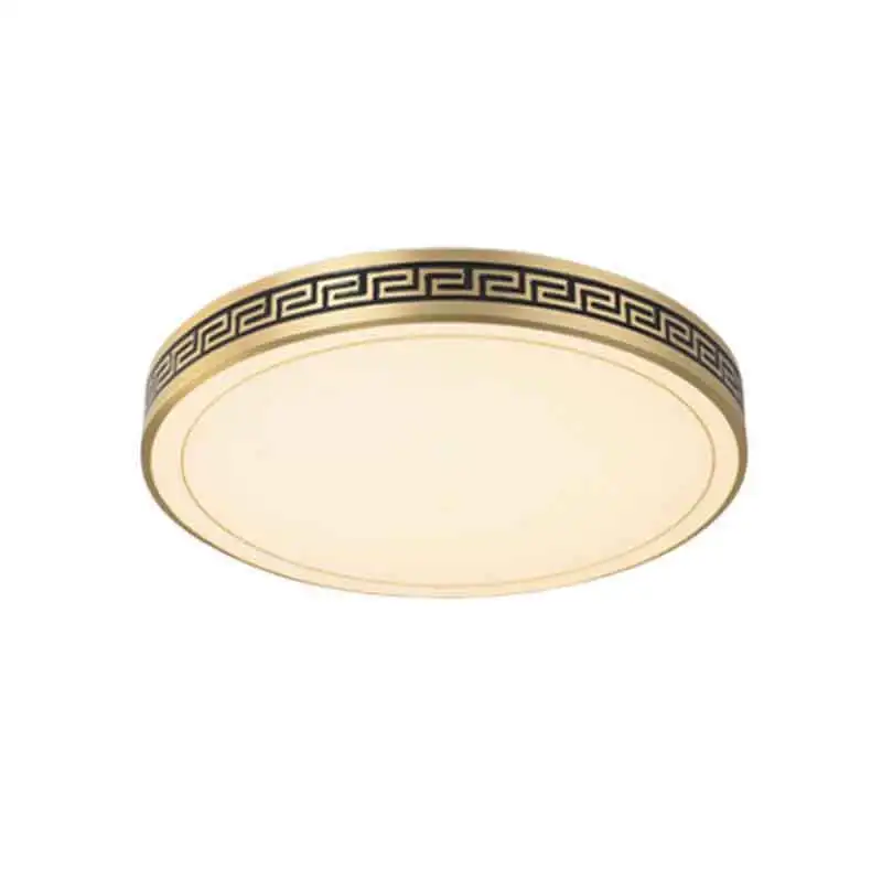 Personalized Creative Patterns Round Copper LED Ceiling Light with Remote Control Dimmable for Bedroom Living Room Aisle Crridor