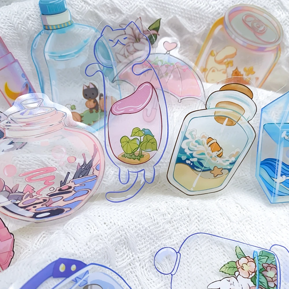 50pcs Transparent Objects PET Stickers Decals For Laptop Notebook Skateboard Guitar Helmet DIY Cartoon Aesthetic Stickers image 2