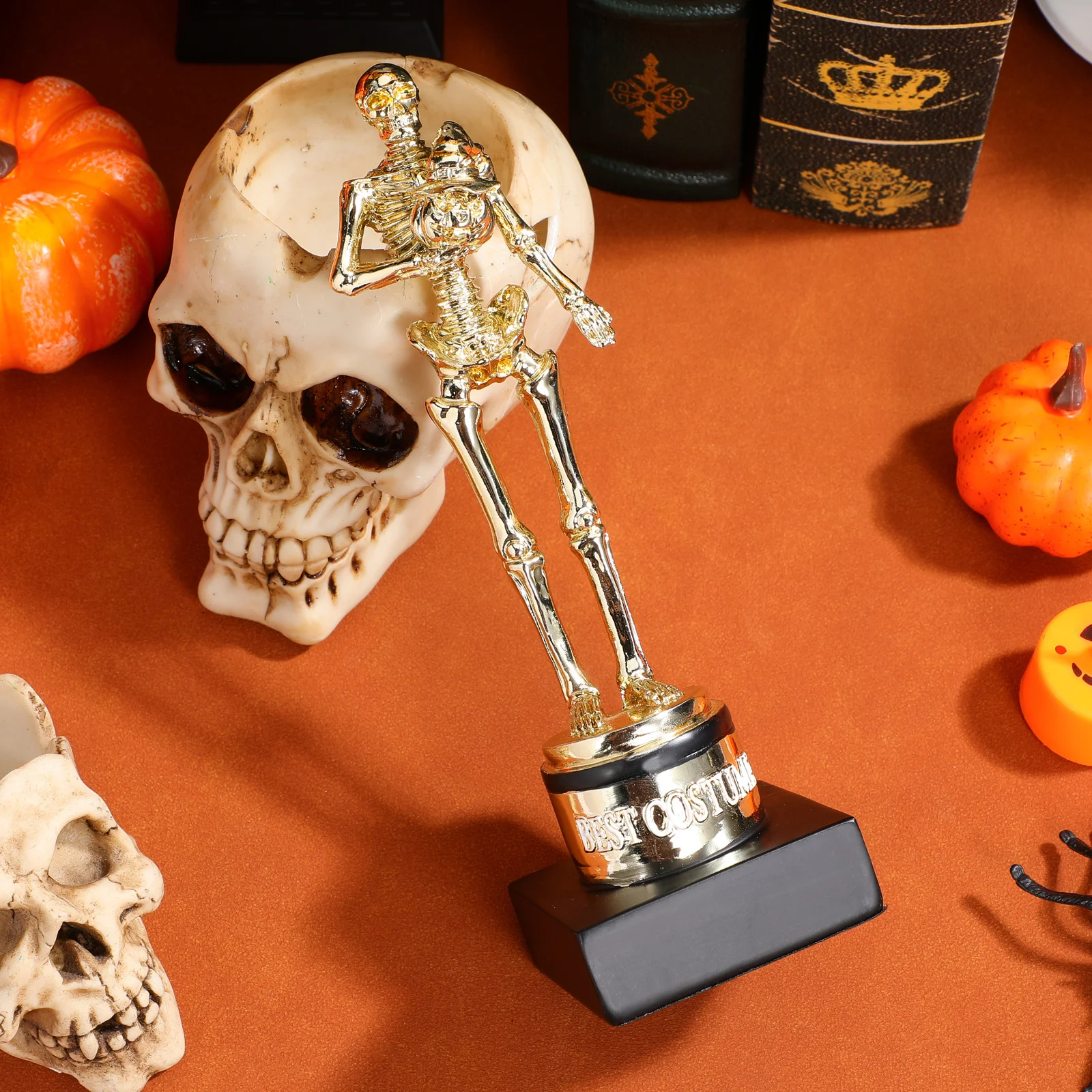 

Best Costume Pumpkin Trophy Halloween Award Gold Resin Halloween Contest Prize for Party Golden Award Trophy