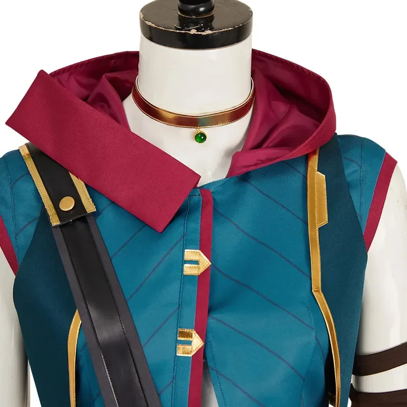 Anime Disguise Arcane Jinx Game LoL Blue and Red Hoodie Set Adult Female Girl Role Playing Party Costume sf/1