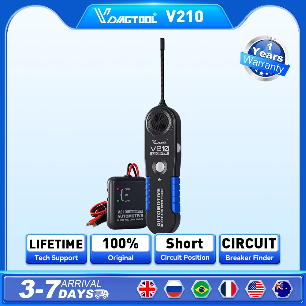 

VDIAGTOOL V210 Automotive Circuit Tester 6V-42V Short Open Finder Checker Car Repair Cable Circuit Wire Tracker Analyzer Tool