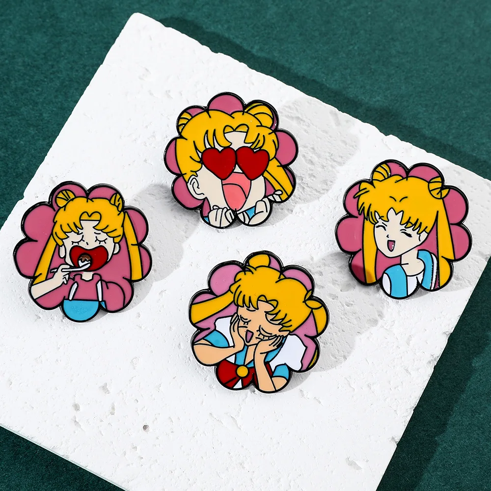 

1 Set Sailor Moon Enamel Pins Anime Cute Metal Brooch Badge Cartoon Backpack Pin Accessories for Women Jewelry Decoration Gift