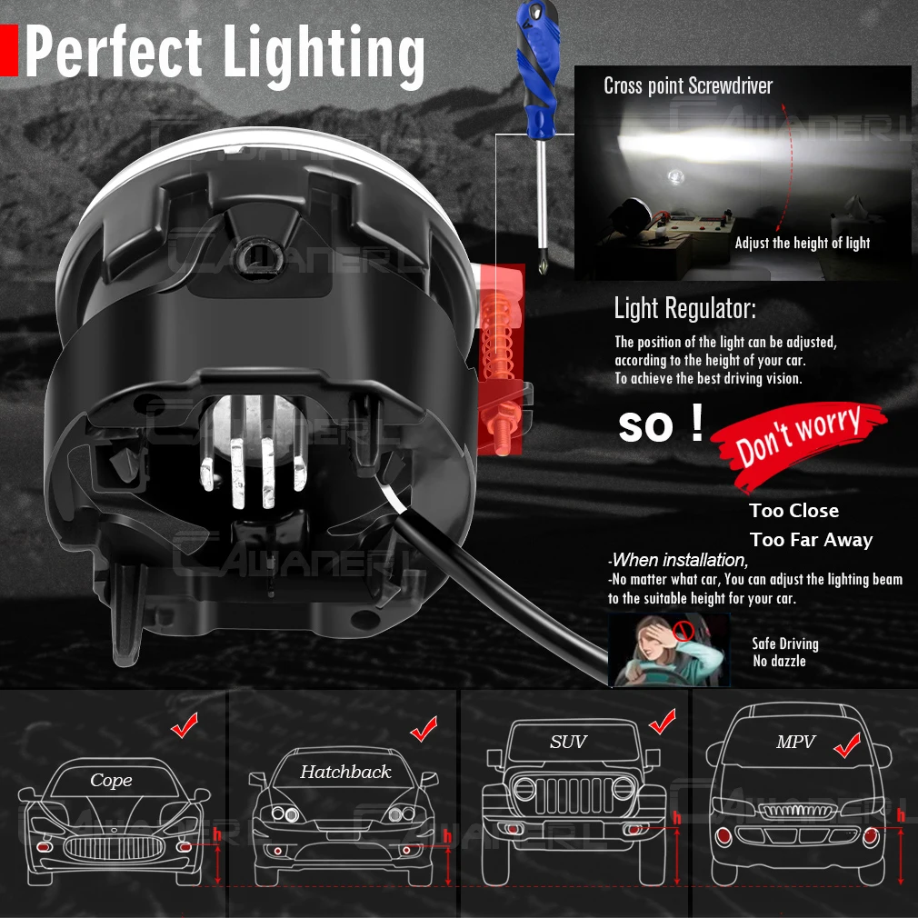 2 X 30W LED Angel Eye Fog Light DRL Car Front Fog Daytime Running Lamp For Dodge Challenger 2011 2012 and 2013-2014 SRT8 Model