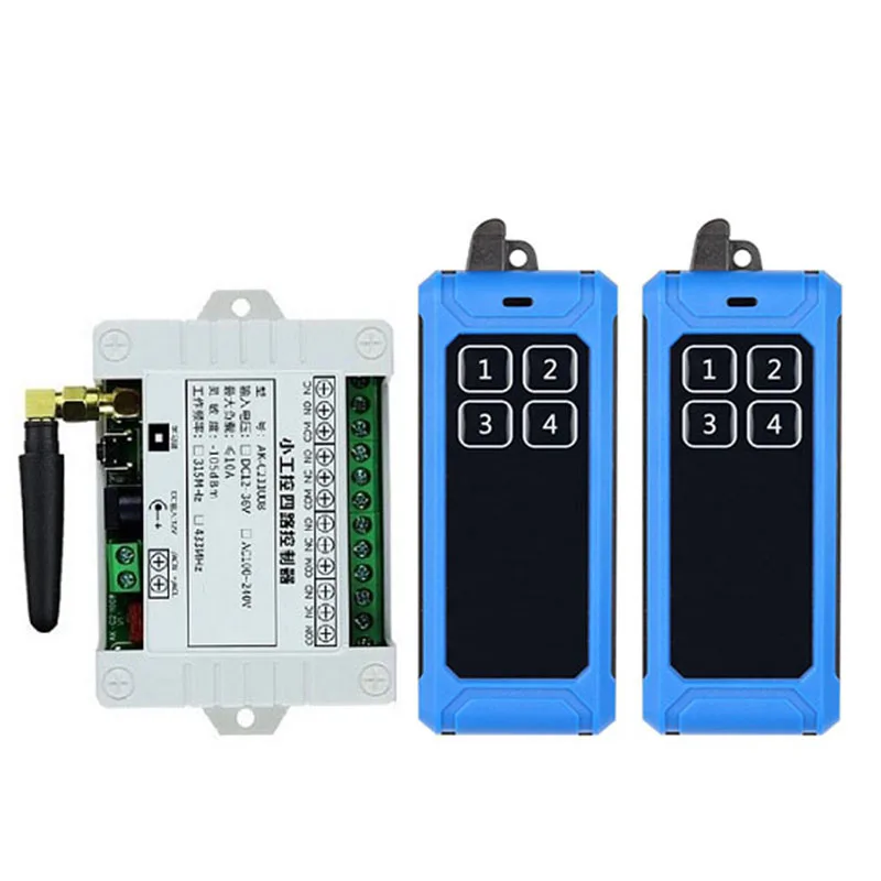 Smart Multiple DC 12V 24V 36V 10A 433MHz 4CH 4 Channel Wireless Relay RF Remote Control Switch Receiver + Waterproof Transmitter