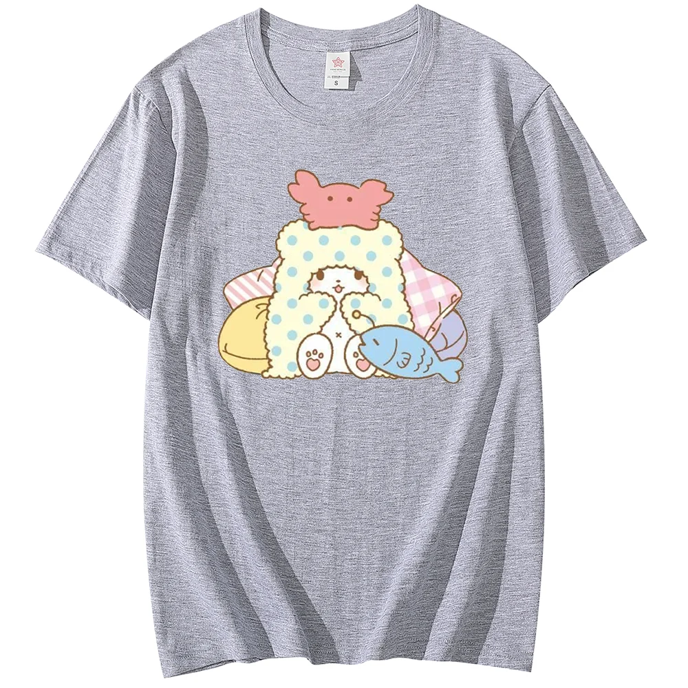 Sanrio T-shirt Marumofubiyori Men's and Women's T-shirt Casual Hip Hop Street Clothing Short T-shirt Student Printed T-shirt