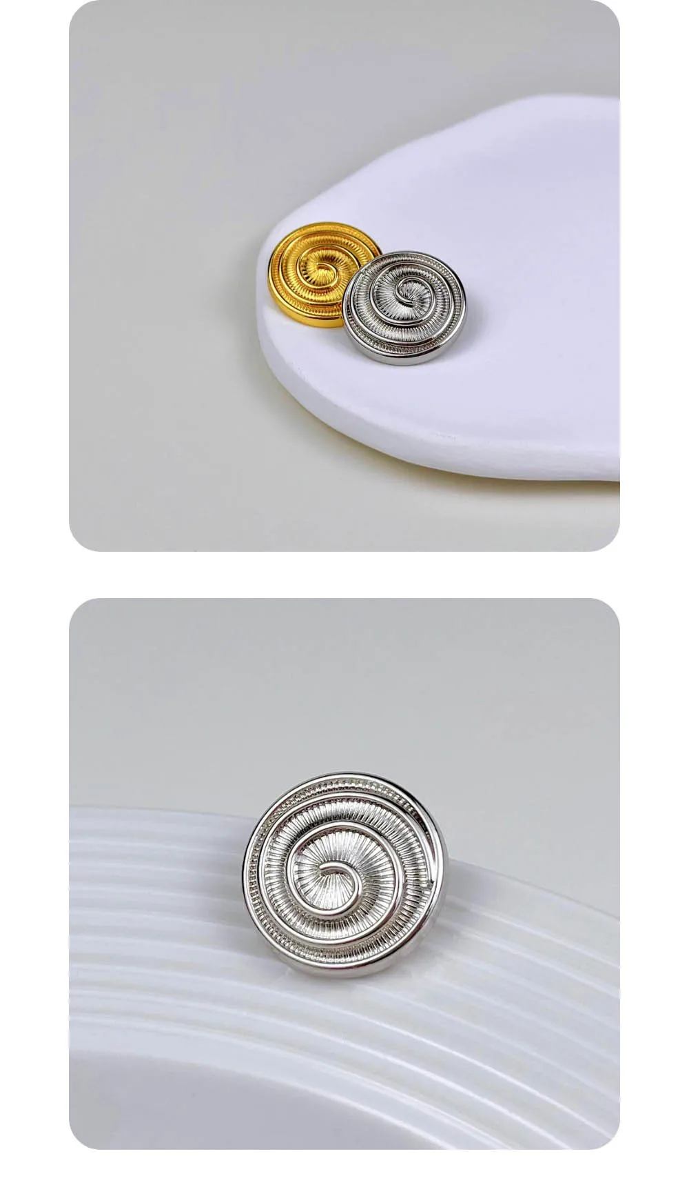 10 Stück 18MM/20MM/23MM Metallknöpfe Nähzubehör DIY Handwerk Vintage Gravur Spiralmuster Runde Goldene Knöpfe – Detail 4