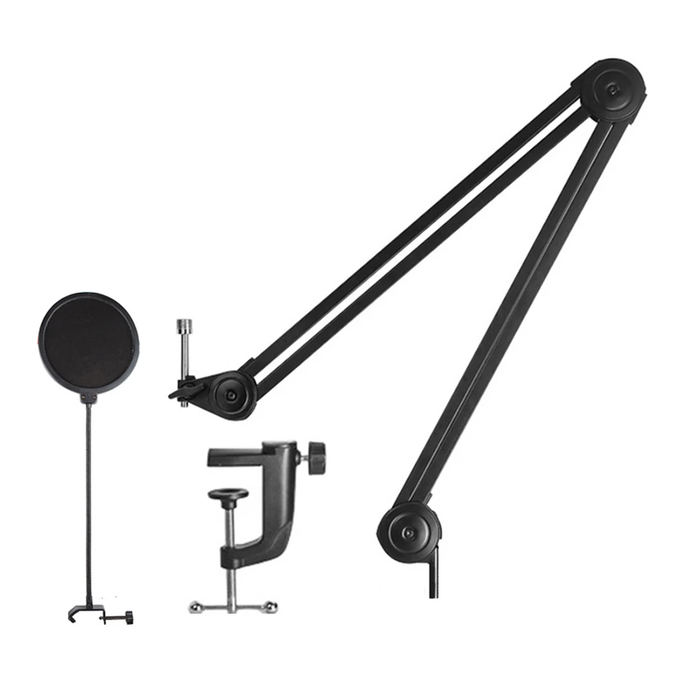 

Microphone Boom Arm Stand Microphone Pop Filter Cantilever Bracket Tripod Adjustabl Suspension Scissor Spring Built-in Mic Stand