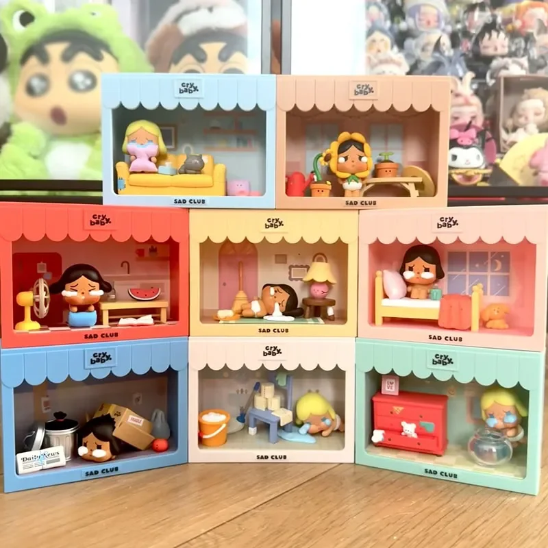 Crybaby Sad Club Series Blind Box Scene Sets By Molly Anime Figure Mystery Box Cute Cry Baby Figurine Cartoon Toy Surprise Gift