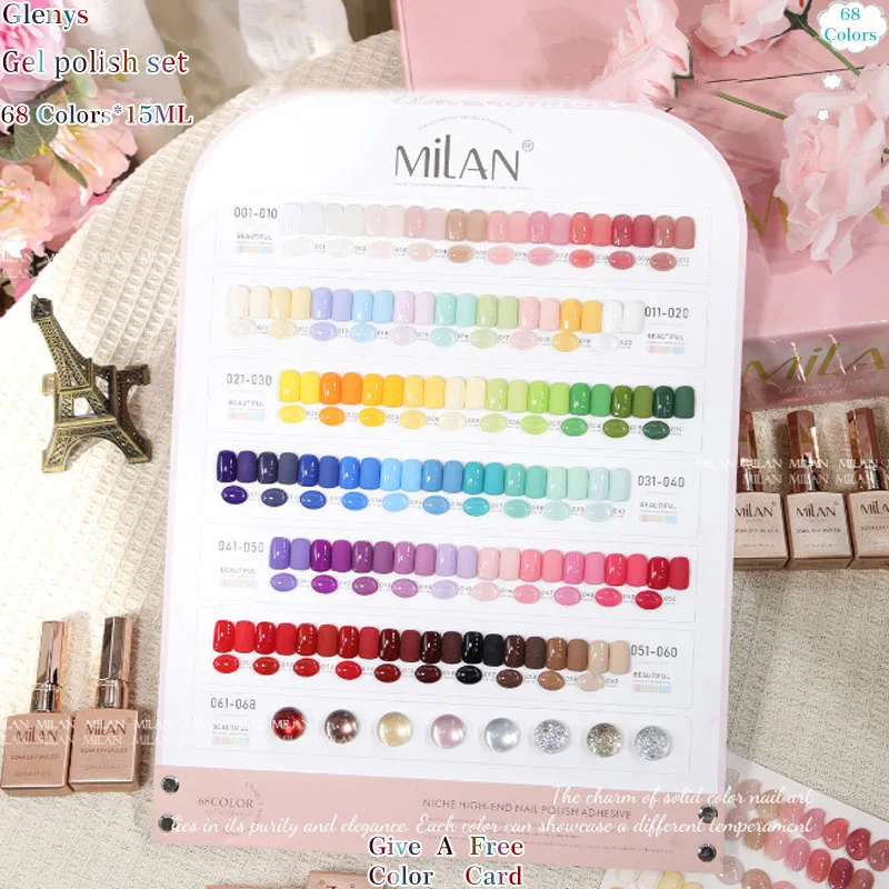 Glenys 68 color nail polish gel net red popular whitening immersion gel color matching card nail shop special varnish set 15ml