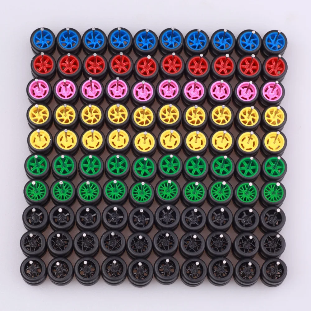 5Sets 1/64 Alloy Car Rubber Wheels With Removable Tread Rubber Tires Staggered For HotWheel Modification Enthusiasts Vehicle Toy