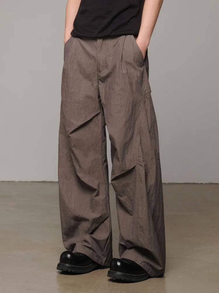 

Ice Silk Qui Dry Wide Leg Casual Pants Men's American Retro Loose Fit Outdoor Thin Cotton Blend Spring Summer New Arrival