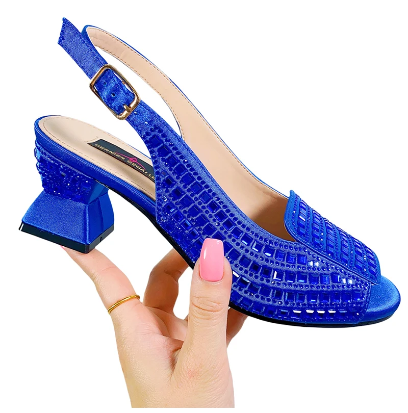 Chunky Mules Heels for Women Summer Shoes 3CM Platform Sqaure Heeled Sandals Bling Bling Rhinestone Ladies Mules Sandals Woman