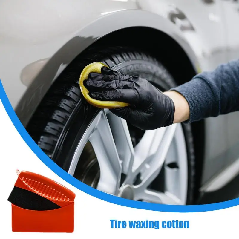 Tire Dressing Applicator Pad Car Wheel Dressing Shine Sponge With Lid Foam Applicator Pads Polishing Wax Buffing For Motorcycle