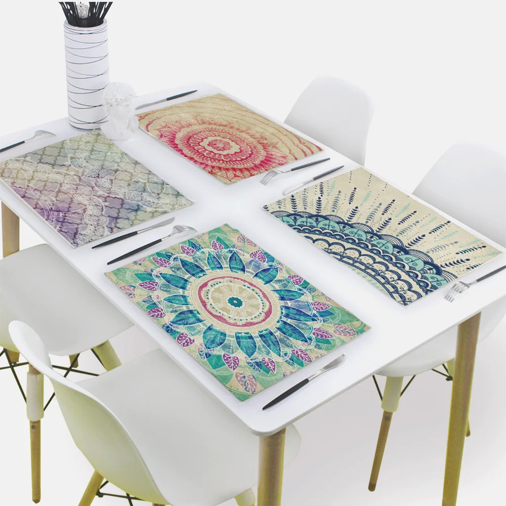 Painted Creative Placemats Student Printing Thickened Pattern Heat Insulation Pad Waterproof Oil-proof Western Dining Table Mats