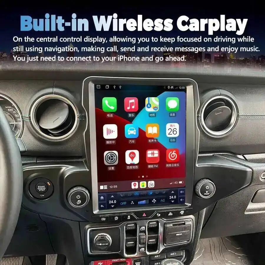 Android Touch Screen For Jeep Wrangler 2020 2021 2022 GPS Navigation Carplay Car Radio Multimedia Video Player Stereo Head Unit