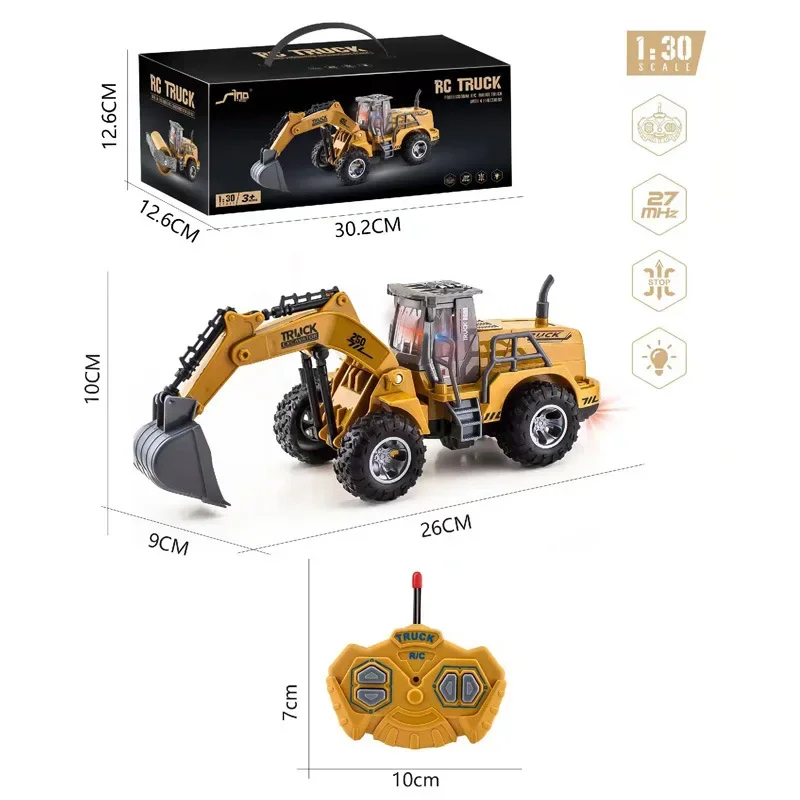 RC engineer car Remote control excavator with LED Light electronic road roller RC Truck electric bulldozer Model Kids Gift Toy