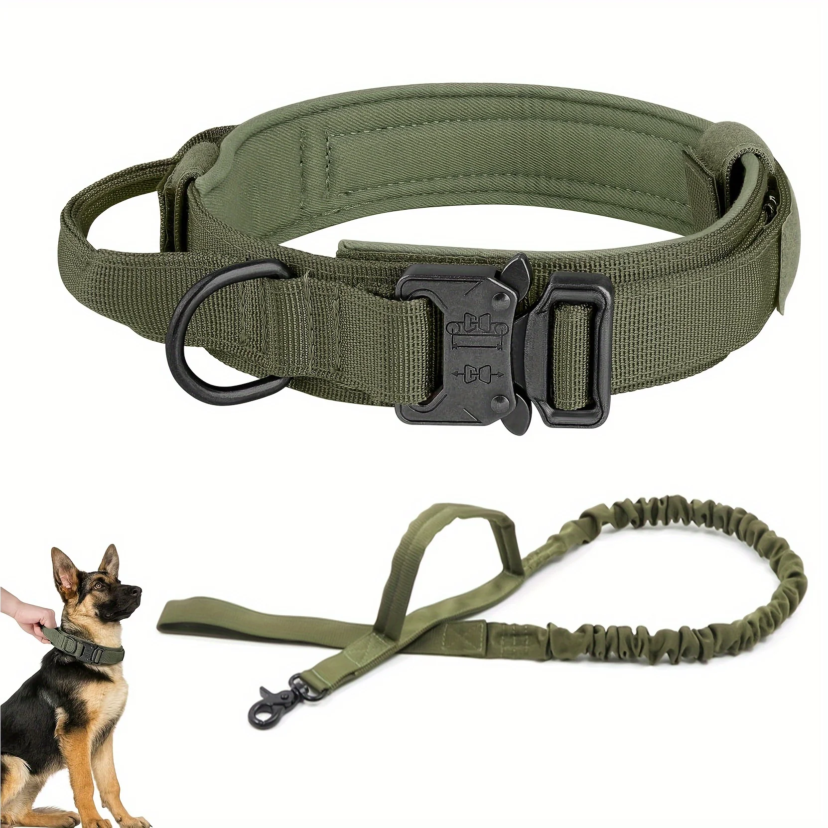 

Tactical Dog Collar With Leash Set, Military Dog Training Adjustable Nylon Collar, Soft Padded Dog Collar With Control Handle An