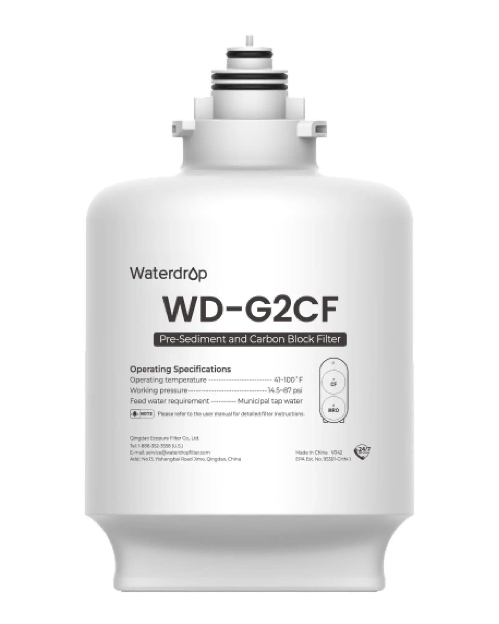 Waterdrop G2CF Filter, Replacement For G2 & G2P600 & G2MNR RO System