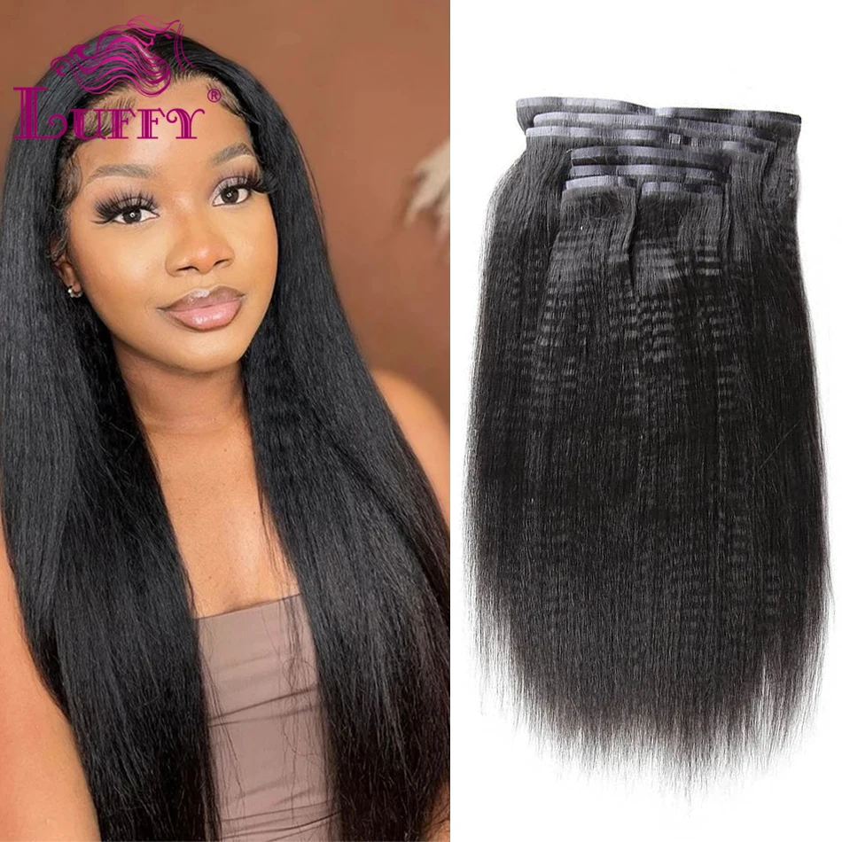 Clip de PU sin costuras en extensiones de cabello humano liso Yaki Clip birmano en extensiones de cabello Yaki ligero 100g-240g al por mayor para mujeres