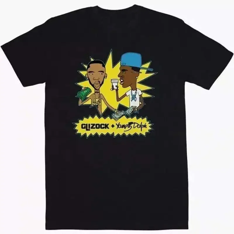 Young Dolph x Glizock  T shirt S 5XL New Hip Hop Black Color