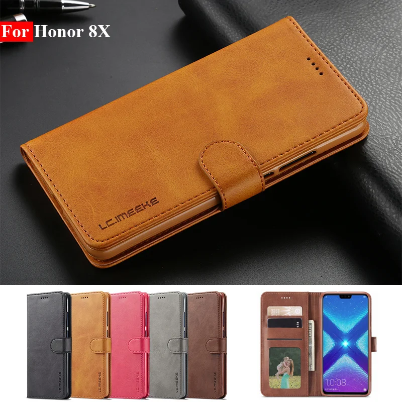 

Honor 8X Case Flip Magnetic Phone Cases For Coque Huawei Honor 8X Case Leather Vintage Wallet Case On Honor 8X Cover Card Holder
