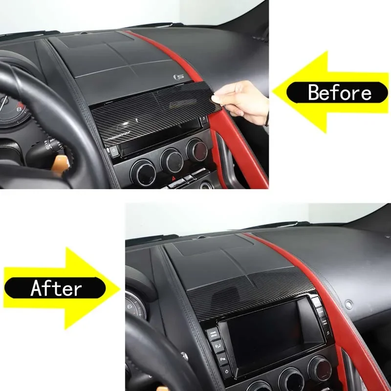For Jaguar F-TYPE 2013+ABS Carbon Fiber Car navigation upper decorative board sticker car interior protection accessories