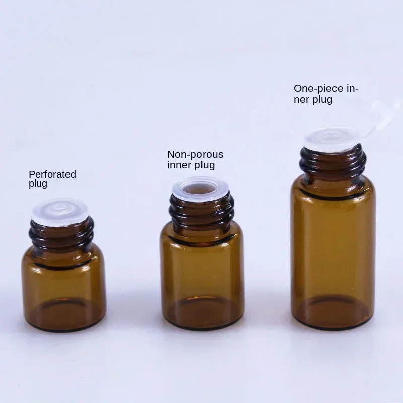 100pcs 1ml/2ml/3ml/5ml Empty Amber Glass Essential Oil Bottle Thin Glass Small Amber Dram Perfume Oil Vials Sample Test Bottle