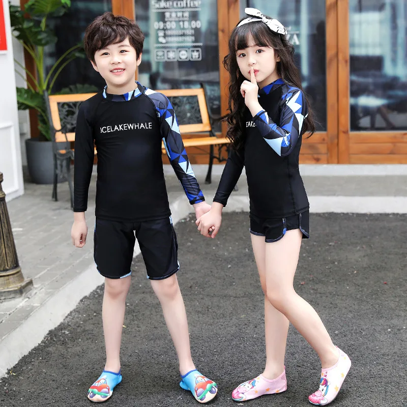 

3pcs/set Long Sleeve Rashguard UV Sun Protection Sunsuit Swimwear, Swimsuit for Toddlers Kids 95-150cm Height Girls Boys