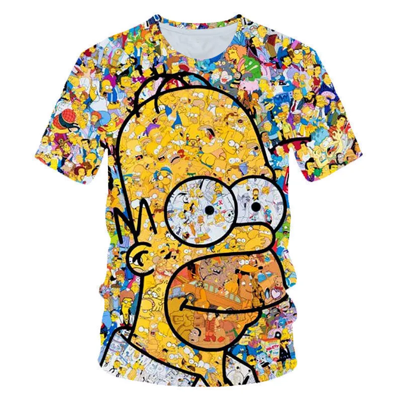 Neues THE SIMPSONS 3D-Druck-T-Shirt für Kinder und Erwachsene, Cartoon-Animations-Grafik, lässiges, bequemes Streetwear-Oberteil für den Außenbereich – Detail 5