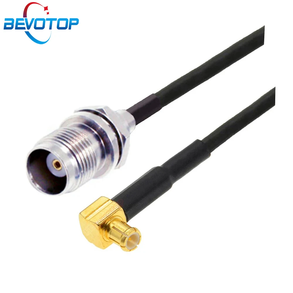 BEVOTOP Śruba tylna z przegrodą TNC żeńska do MCX męska 90 ° Kabel RG174 50 Ohm Przedłużacz antenowy Zworka koncentryczna RF TNC do MCX Pigtail