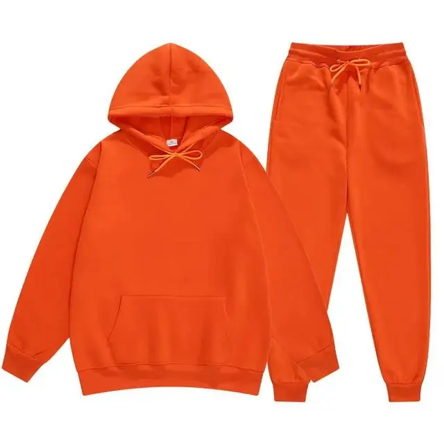 Men\'s And Women\'s Solid Color Long Sleeves Two Pieces Set hooded Sweatshirt Suit Men Woman Sportswear Hoodie  + Pants