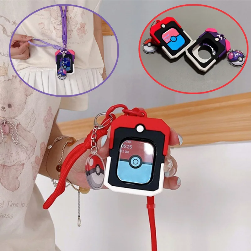 Poke Ball Schutzhülle mit Trageriemen aus Weichem Silikon für Apple Watch Series 11 10 9 8 7 6 Se Ultra 3 2 1 4 5 - Schutzhülle als Geschenk