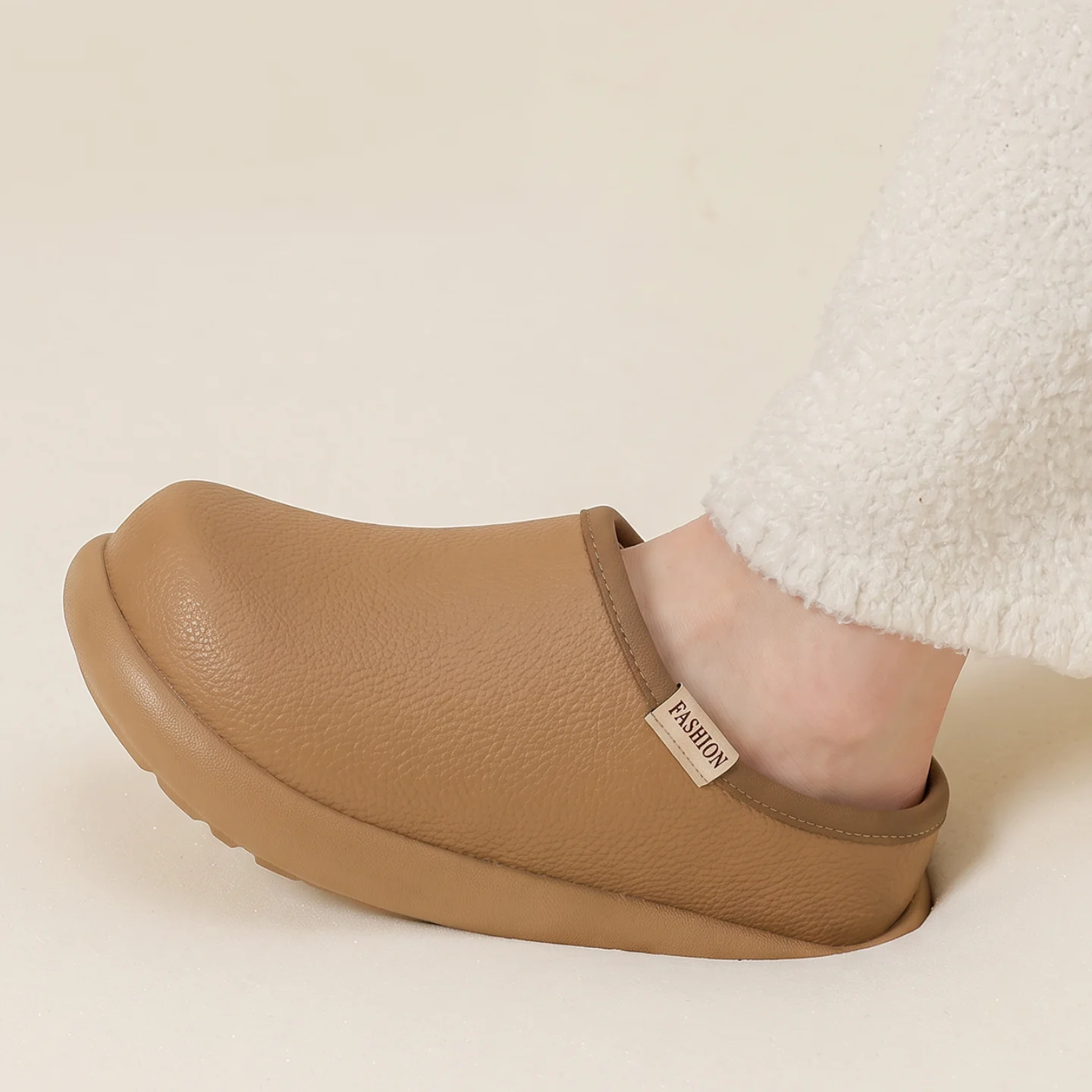 Eva Waterproof Cotton Slippers Women Winter Comfortable Fleece Lining Soft Sole Shoes Couple Outdoor Indoor Anti Slip Slides 45
