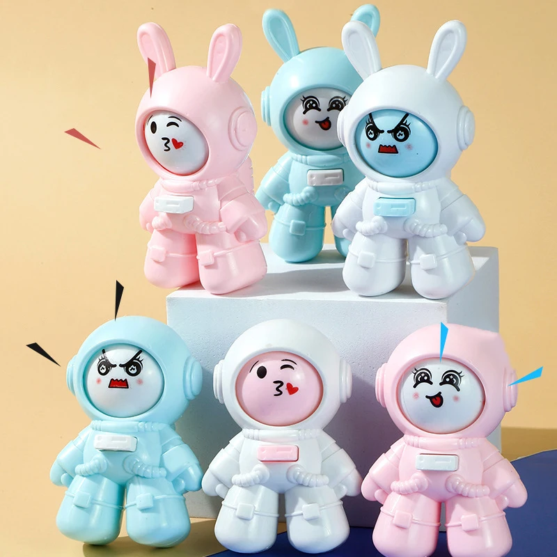 Cartoon Cute Rabbit Spaceman Changing Face 2 In 1 Toy Fun Rock Paper Scissors Toys Children's Puzzle Toys Holiday Birthday Gift