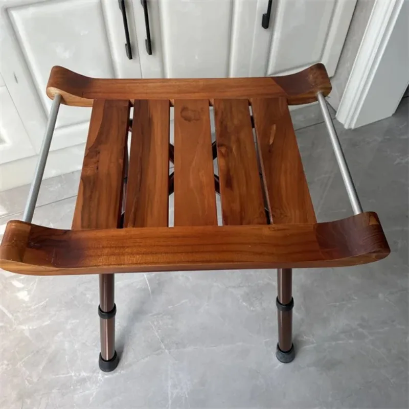 Arshin Bath Chair Stool with Handles Wooden SPA Bathroom Teak Portable Non-slip Shower Adjustable Feet Barber Height Bar Bathing