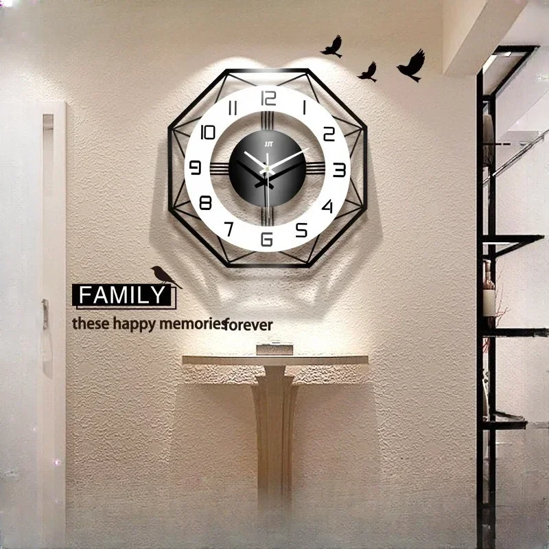 Black Modern Wall Clock Free Shipping Big Size Glass Nordic Decoration Wall Clock Living Room Minimalist Reloj Pared Home Decor