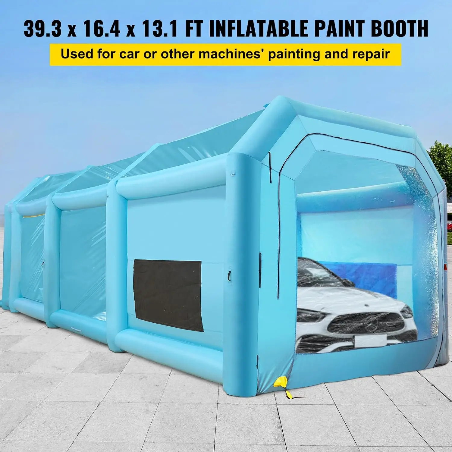 Inflatable Paint Booth, 39.4x16.4x13.1 ft Spray Paint Booth, with 2 Powerful Blowers, Inflatable Spray Booth with Air Filter Sys
