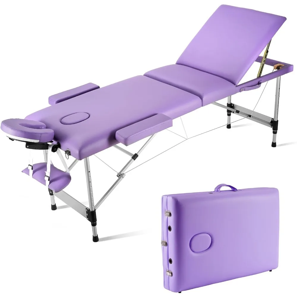 

Careboda Portable Massage Table Upgraded 2" Thick Sponge, Height Adjustable Aluminum Massage Bed with Headrest