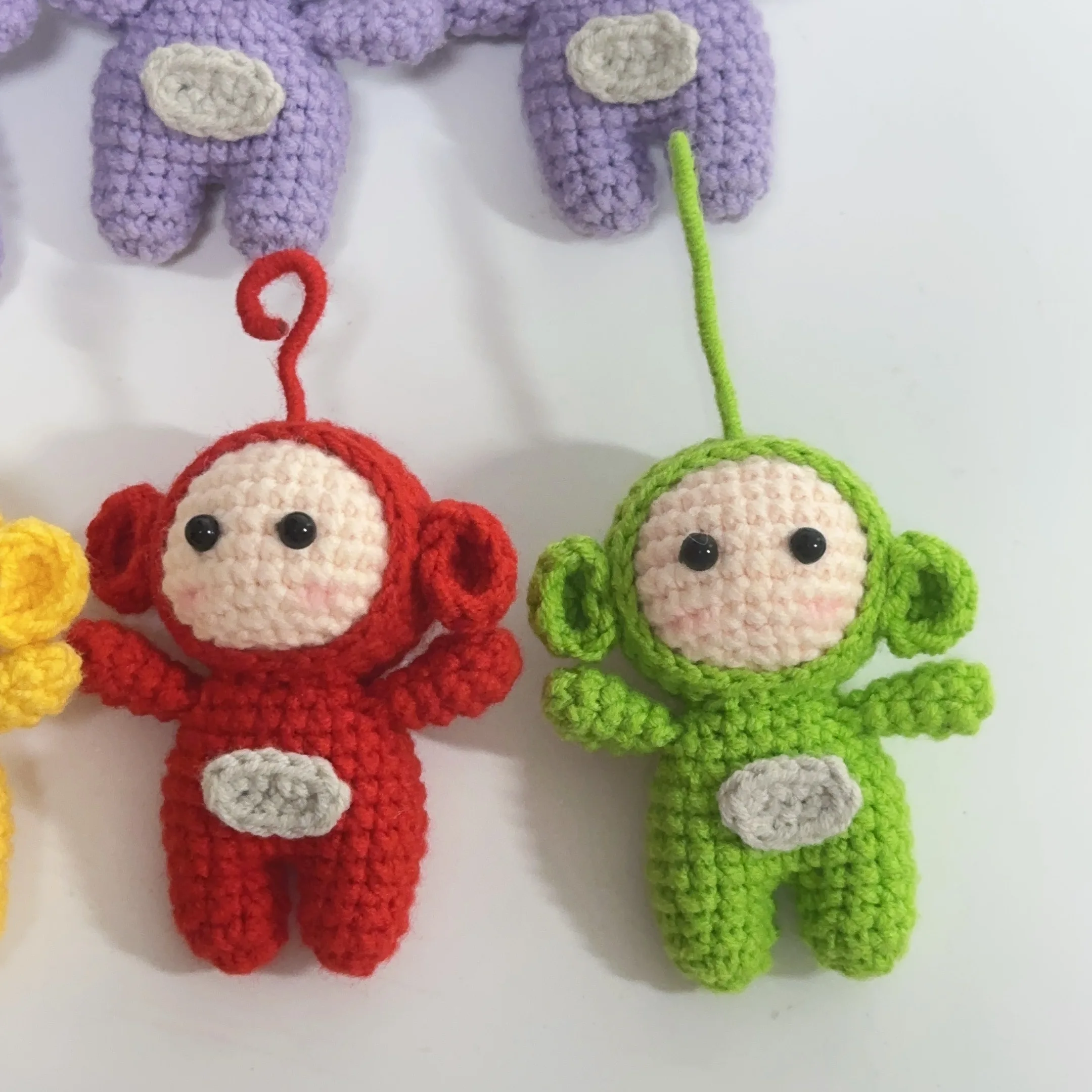 5 colors Cute Handmade  Knitting Chain Car Key Ring Creative Mobile Phone Doll Pendant Bag Pendant Individualization Couple Gift