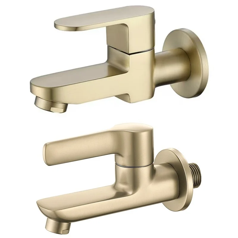 Wall Mounted Solid Brass Outdoor Faucet Single Cold Water Tap Gray/Black for Garden Balcony Washbasin Mop Pool - Creative Home